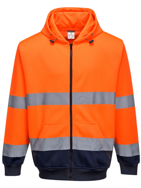 B317 - Hi-Vis Contrast Zipped Hoodie