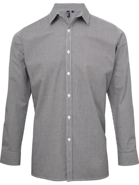 Microcheck (Gingham) long sleeve cotton shirt