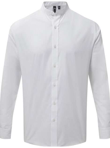 Banded collar grandad long sleeve shirt