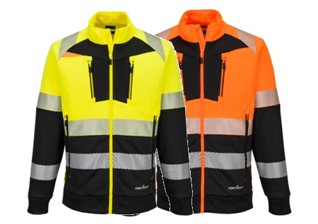 Portwest DX490 - DX4 Hi-Vis Class 1 Funnel Neck Zipped Sweatshirt